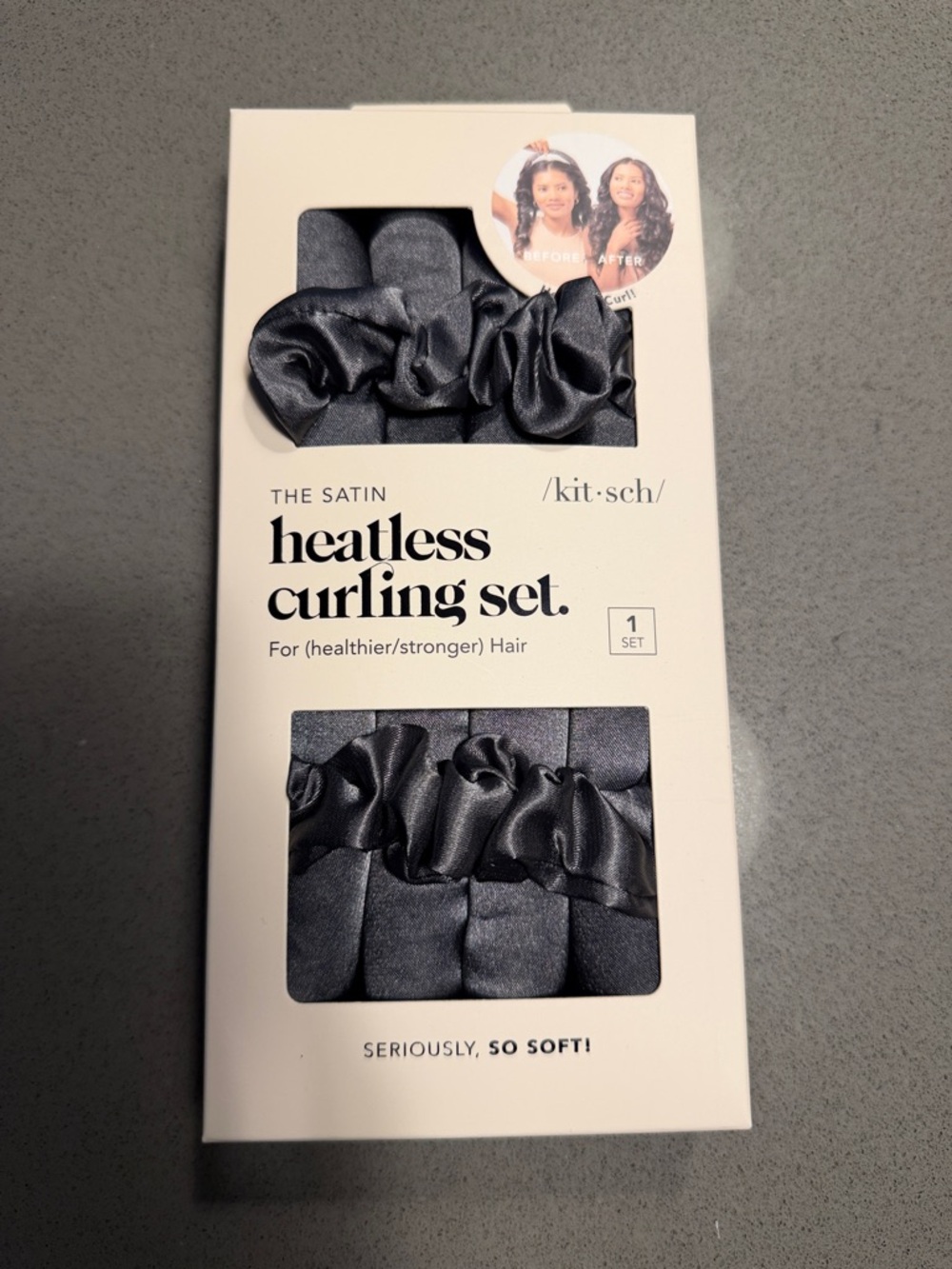 Kitsch Satin Heatless Curling Set - Black Satin